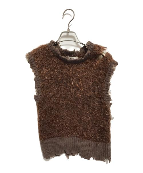 muller of yoshiokubo（ミュラーオブヨシオクボ）muller of yoshiokubo (ミュラーオブヨシオクボ) glitter knit vest ブラウン サイズ:SIZE 36の古着・服飾アイテム
