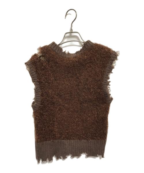 muller of yoshiokubo（ミュラーオブヨシオクボ）muller of yoshiokubo (ミュラーオブヨシオクボ) glitter knit vest ブラウン サイズ:SIZE 36の古着・服飾アイテム