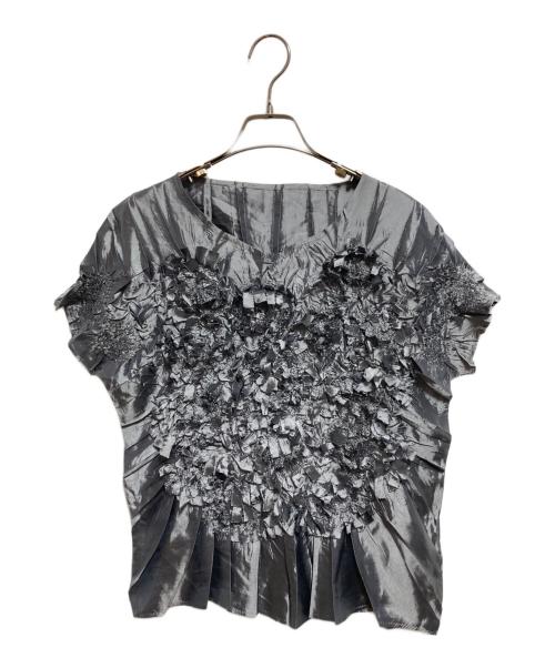 SPECCHIO（スペッチオ）SPECCHIO (スペッチオ) プリーツフレンチ袖ブラウス グレー サイズ:40の古着・服飾アイテム