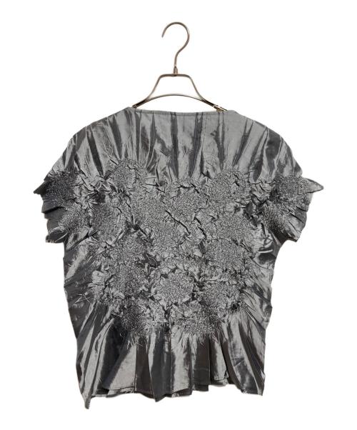 SPECCHIO（スペッチオ）SPECCHIO (スペッチオ) プリーツフレンチ袖ブラウス グレー サイズ:40の古着・服飾アイテム