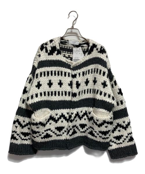 SLOBE IENA（スローブ イエナ）SLOBE IENA (スローブ イエナ) カウチンニットカーディガン ホワイト×ブラック サイズ:FREE 未使用品の古着・服飾アイテム