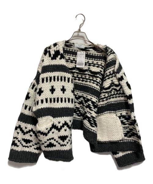 SLOBE IENA（スローブ イエナ）SLOBE IENA (スローブ イエナ) カウチンニットカーディガン ホワイト×ブラック サイズ:FREE 未使用品の古着・服飾アイテム