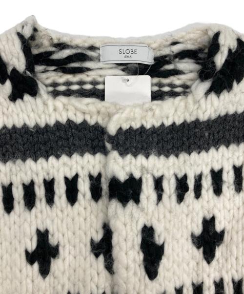 SLOBE IENA（スローブ イエナ）SLOBE IENA (スローブ イエナ) カウチンニットカーディガン ホワイト×ブラック サイズ:FREE 未使用品の古着・服飾アイテム