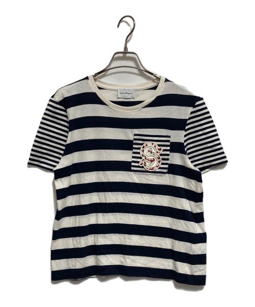 Salvatore Ferragamo（サルヴァトーレ フェラガモ）Salvatore Ferragamo (サルヴァトーレ フェラガモ) ボーダーTシャツ ネイビー×ホワイト サイズ:XSの古着・服飾アイテム