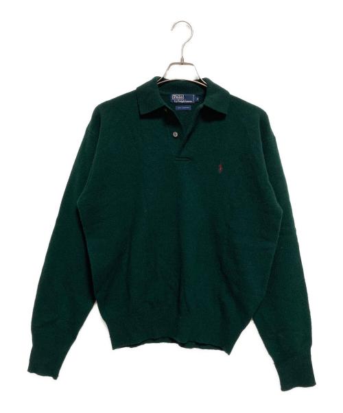 POLO RALPH LAUREN（ポロ・ラルフローレン）POLO RALPH LAUREN (ポロ・ラルフローレン) ラムウールニットポロシャツ グリーン サイズ:Mの古着・服飾アイテム