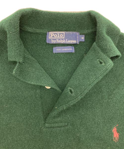 POLO RALPH LAUREN（ポロ・ラルフローレン）POLO RALPH LAUREN (ポロ・ラルフローレン) ラムウールニットポロシャツ グリーン サイズ:Mの古着・服飾アイテム