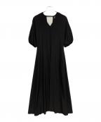 BALLSEYボールジィ）の古着「ウズラクレープ パフスリーブワンピース」｜ブラック
