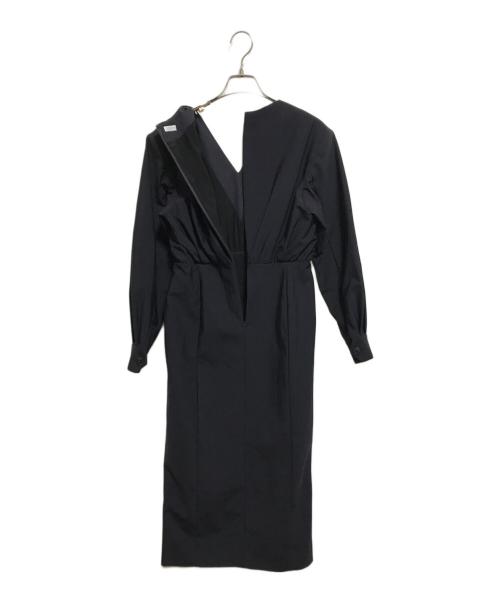 COLUMN（コラム）COLUMN (コラム) VネックIラインワンピース ネイビー サイズ:FREEの古着・服飾アイテム