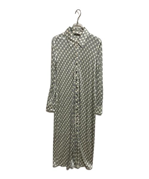 TORY BURCH（トリーバーチ）TORY BURCH (トリーバーチ) 総柄シャツワンピース ベージュ×グレー サイズ:2の古着・服飾アイテム