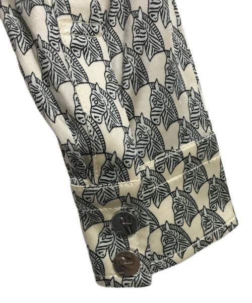 TORY BURCH（トリーバーチ）TORY BURCH (トリーバーチ) 総柄シャツワンピース ベージュ×グレー サイズ:2の古着・服飾アイテム