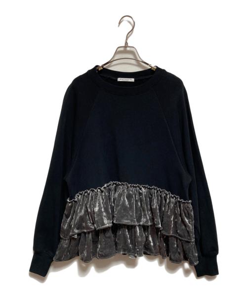 BEAUTY&YOUTH（ビューティーアンドユース）BEAUTY&YOUTH (ビューティーアンドユース) スウェット×ベロアティアード プルオーバー ブラック サイズ:なし(下記参照)の古着・服飾アイテム