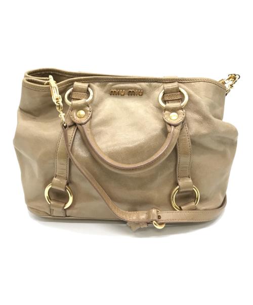 MIU MIU（ミュウミュウ）MIU MIU (ミュウミュウ) 2WAYショルダーバッグ ベージュの古着・服飾アイテム