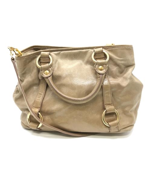 MIU MIU（ミュウミュウ）MIU MIU (ミュウミュウ) 2WAYショルダーバッグ ベージュの古着・服飾アイテム