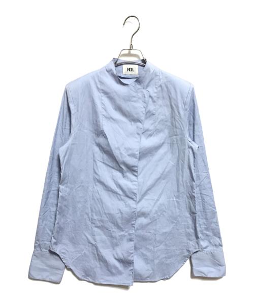HER.（ハー）HER. (ハー) コットンスタンドカラーシャツ ブルー サイズ:FREEの古着・服飾アイテム