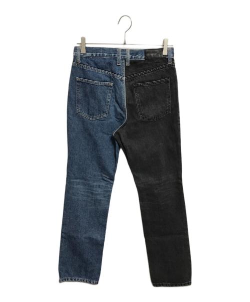 JOHN LAWRENCE SULLIVAN（ジョン ローレンス サリバン）JOHN LAWRENCE SULLIVAN (ジョン ローレンス サリバン) WASHED DENIM BI-COLOR PANTS インディゴ×ブラック サイズ:44の古着・服飾アイテム