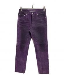 JOHN LAWRENCE SULLIVAN（ジョン ローレンス サリバン）の古着「5POCKET FLOCKED DENIM PANTS」｜パープル