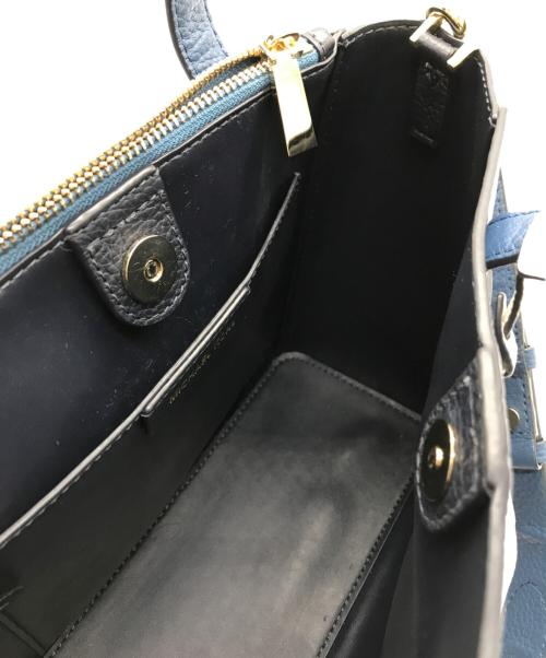 MICHAEL KORS（マイケル・コース）MICHAEL KORS (マイケルコース) 2WAYバッグ ブルー×ホワイトの古着・服飾アイテム
