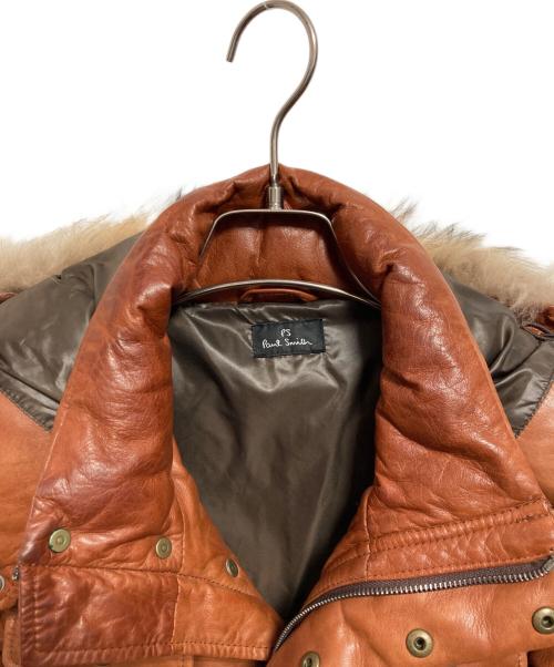 PS Paul Smith（ＰＳポールスミス）PS Paul Smith (ＰＳポールスミス) レザーダウンジャケット ブラウン サイズ:Mの古着・服飾アイテム