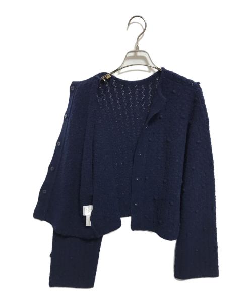 BALLSEY（ボールジィ）BALLSEY (ボールジィ) ミニポップコーンケーブル バックオープンプルオーバー ネイビー サイズ:Sの古着・服飾アイテム