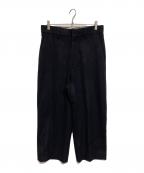 H BEAUTY&YOUTHエイチ ビューティー&ユース）の古着「ウールミックスフラノワイドテーパードパンツ」｜ブラック