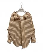 ENFOLDエンフォルド）の古着「ストライプシャツ」｜ホワイト×ベージュ