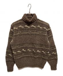 POLO RALPH LAUREN（ポロ・ラルフローレン）の古着「ネイティブ柄タートルネックニット」｜ブラウン