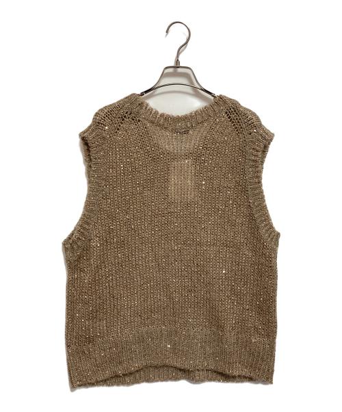 journal standard L'essage（ジャーナルスタンダード レサージュ）journal standard L'essage (ジャーナルスタンダード レサージュ) モヘヤMIXスパンコールベスト ベージュ サイズ:FREE 未使用品の古着・服飾アイテム