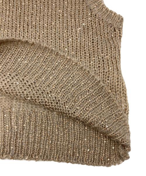 journal standard L'essage（ジャーナルスタンダード レサージュ）journal standard L'essage (ジャーナルスタンダード レサージュ) モヘヤMIXスパンコールベスト ベージュ サイズ:FREE 未使用品の古着・服飾アイテム