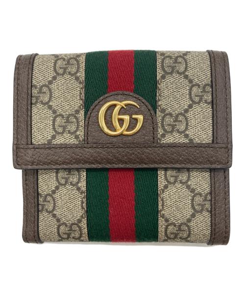 GUCCI（グッチ）GUCCI (グッチ) GG フレンチフラップウォレット ベージュの古着・服飾アイテム