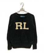 POLO RALPH LAURENポロ・ラルフローレン）の古着「RLロゴエルボーパッチニット」｜ブラック