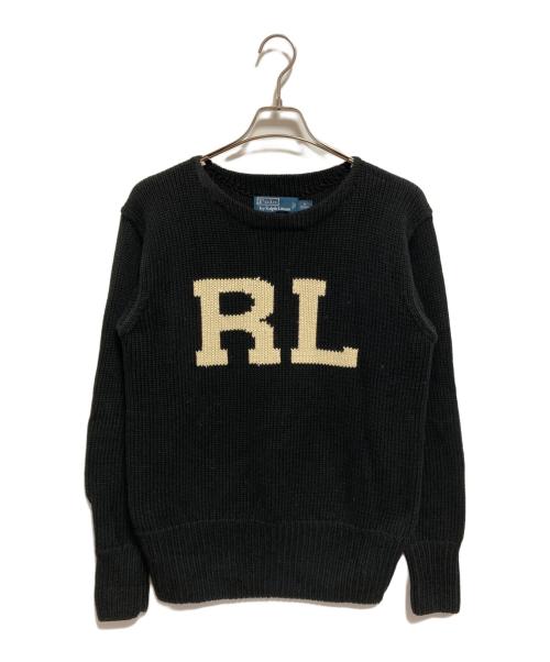 POLO RALPH LAUREN（ポロ・ラルフローレン）POLO RALPH LAUREN (ポロ・ラルフローレン) RLロゴエルボーパッチニット ブラック サイズ:Mの古着・服飾アイテム