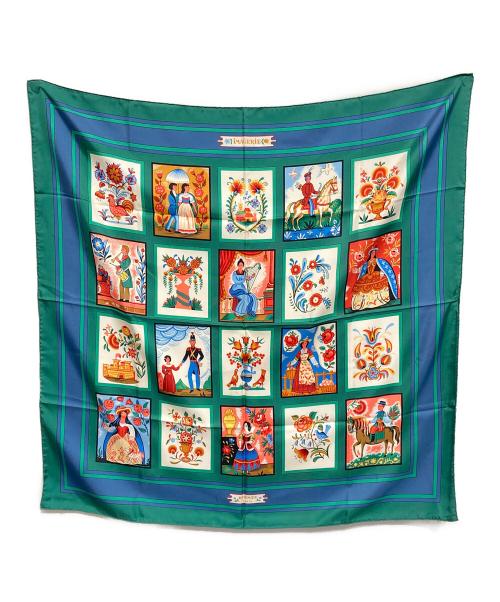 HERMES（エルメス）HERMES (エルメス) カレ90 シルクスカ-フ グリーンの古着・服飾アイテム