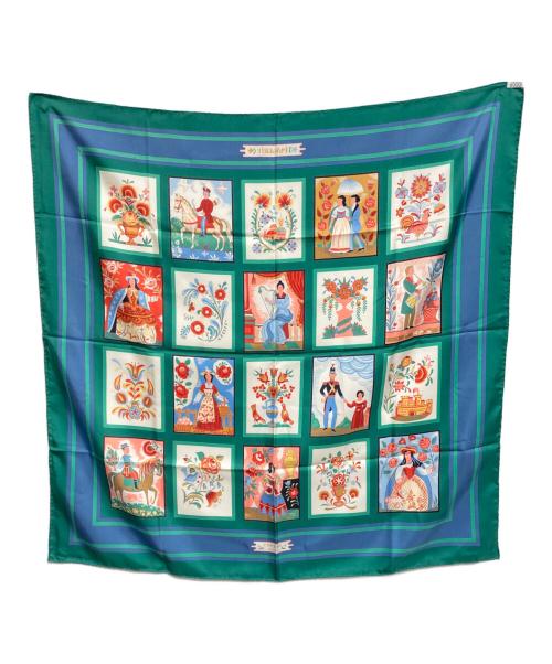 HERMES（エルメス）HERMES (エルメス) カレ90 シルクスカ-フ グリーンの古着・服飾アイテム