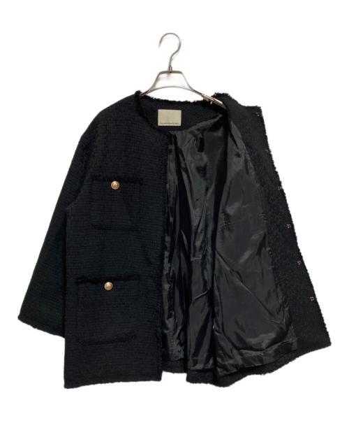 GALLARDA GALANTE NAVY（ガリャルダガランテネイビー）GALLARDA GALANTE NAVY (ガリャルダガランテネイビー) ツイードクルーネックジャケット ブラック サイズ:Fの古着・服飾アイテム