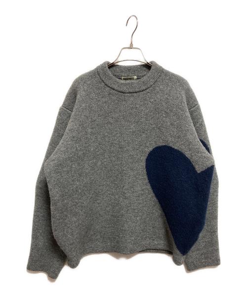 NKNIT（ンニット）NKNIT (ンニット) クルーネックハートニットプルオーバー グレーの古着・服飾アイテム