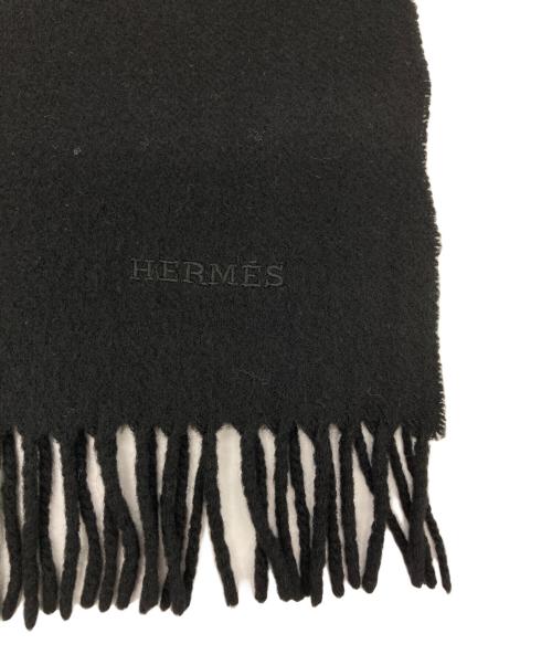 HERMES（エルメス）HERMES (エルメス) カシミヤマフラー ブラックの古着・服飾アイテム