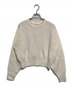 IENAイエナ）の古着「ウールアクリルパール付き畦プルオーバー」｜アイボリー