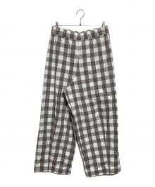 miho umezawa（ミホ ウメザワ）の古着「チェックワイドパンツ」｜ベージュ