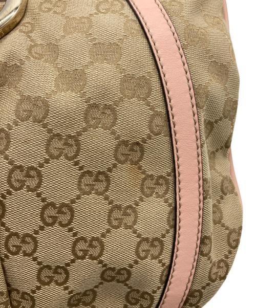 GUCCI（グッチ）GUCCI (グッチ) アビーGGキャンバスショルダーバッグ ベージュ×ピンクの古着・服飾アイテム