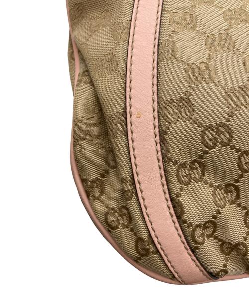 GUCCI（グッチ）GUCCI (グッチ) アビーGGキャンバスショルダーバッグ ベージュ×ピンクの古着・服飾アイテム