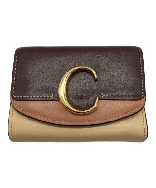 Chloe（クロエ）Chloe (クロエ) ミニトリフォールドウォレット ベージュ×ブラウンの古着・服飾アイテム