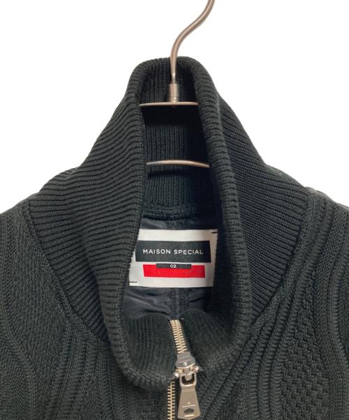 MAISON SPECIAL（メゾンスペシャル）MAISON SPECIAL (メゾンスペシャル) Different Material Docking Prime-Over Zip Blouson ブラック サイズ:2の古着・服飾アイテム