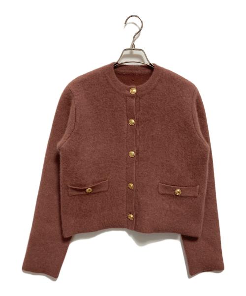 anuans（アニュアンス）anuans (アニュアンス) ラクーンブレンドノーカラーニットジャケット ピンク サイズ:Fの古着・服飾アイテム