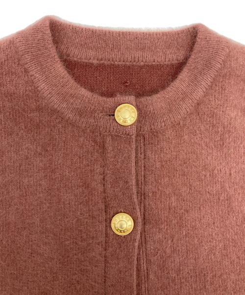 anuans（アニュアンス）anuans (アニュアンス) ラクーンブレンドノーカラーニットジャケット ピンク サイズ:Fの古着・服飾アイテム