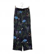 ticcaティッカ）の古着「フラワープリントパンツ」｜ネイビー
