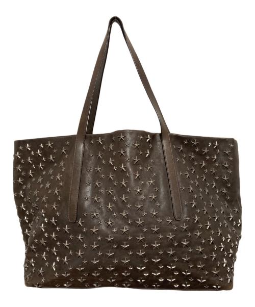 JIMMY CHOO（ジミーチュウ）JIMMY CHOO (ジミーチュウ) スタースタッズトートバッグ ブラウンの古着・服飾アイテム