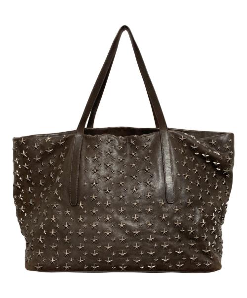 JIMMY CHOO（ジミーチュウ）JIMMY CHOO (ジミーチュウ) スタースタッズトートバッグ ブラウンの古着・服飾アイテム