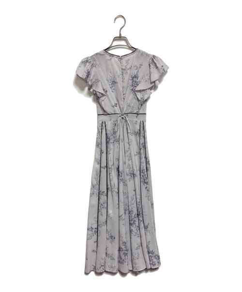 FRAY ID（フレイ アイディー）FRAY ID (フレイ アイディー) サテンパイピングプリントシフォンワンピース ベージュ サイズ:00 未使用品の古着・服飾アイテム