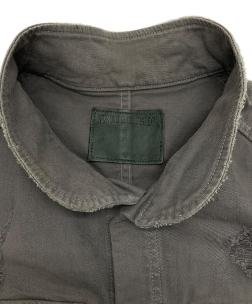 TRUE RELIGION（トゥルー レリジョン）TRUE RELIGION (トゥルー レリジョン) ダメージ加工ミリタリージャケット グレー サイズ:Ｍの古着・服飾アイテム
