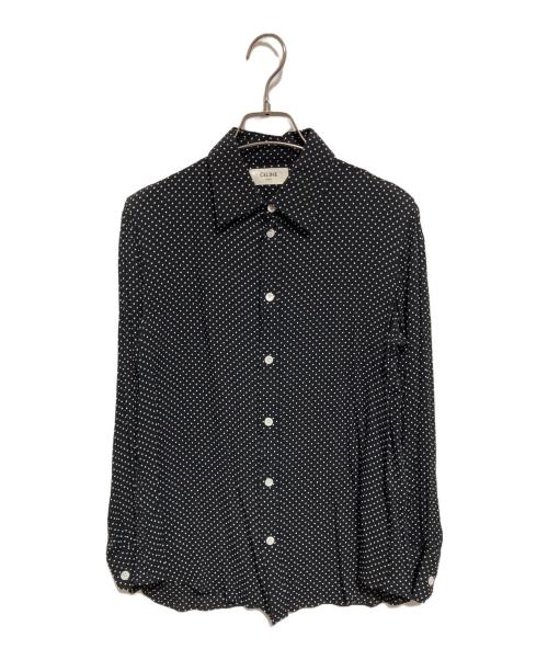 CELINE（セリーヌ）CELINE (セリーヌ) ドット柄レーヨンシャツ ブラック サイズ:38の古着・服飾アイテム